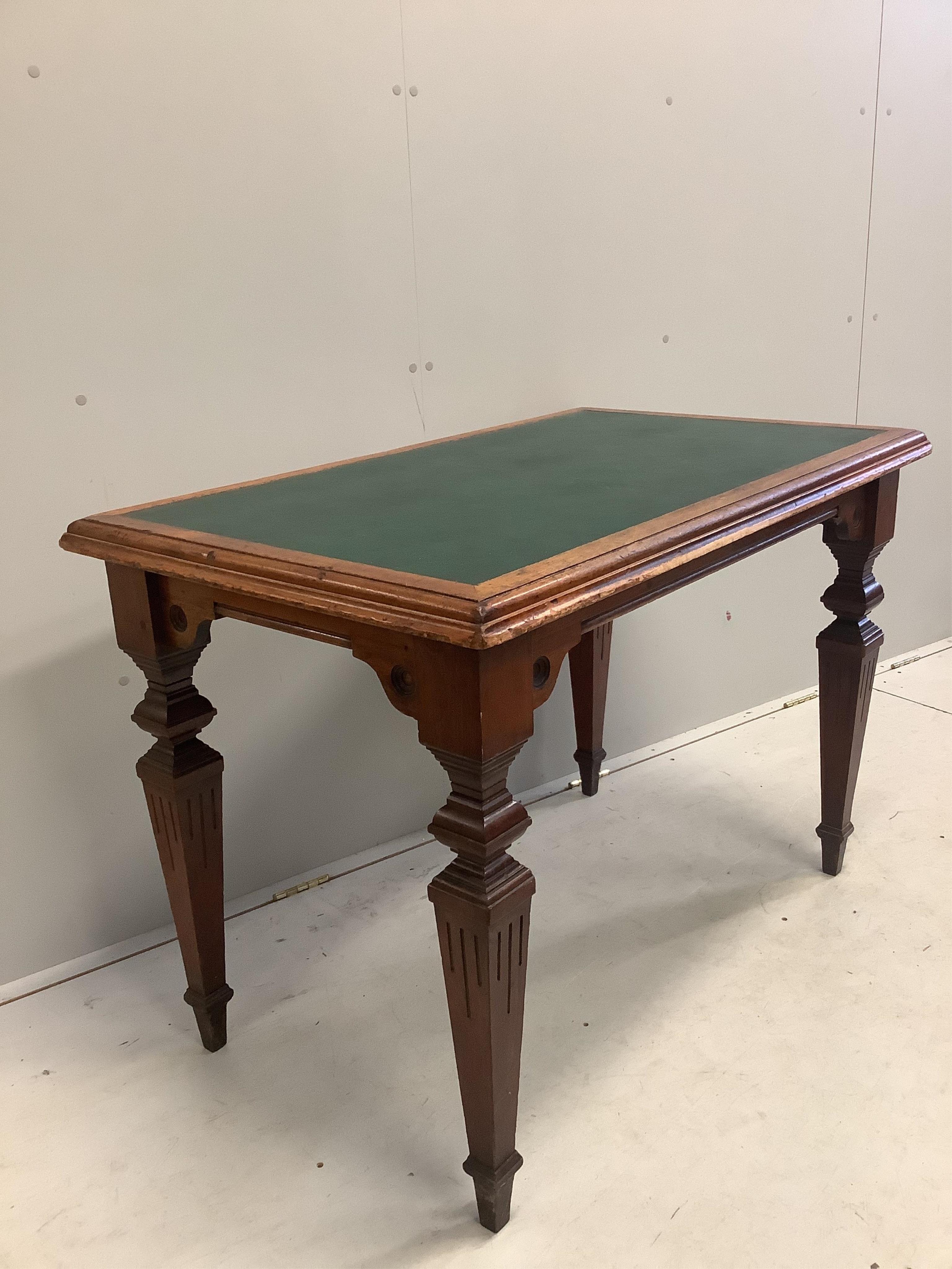 A Victorian writing table from The Royal College of Surgeons, width 112cm, depth 68cm, height 79cm. Condition - fair